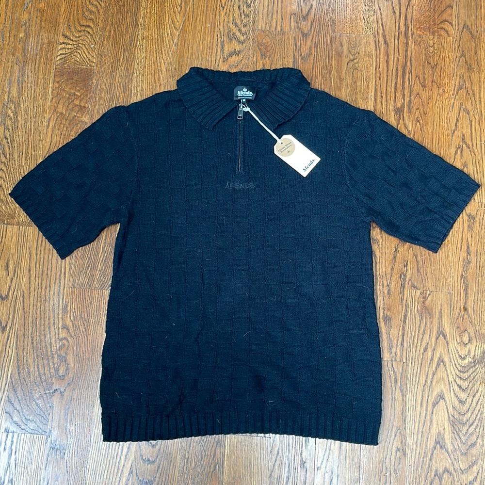 AFENDS NWT Black Polo Sweater